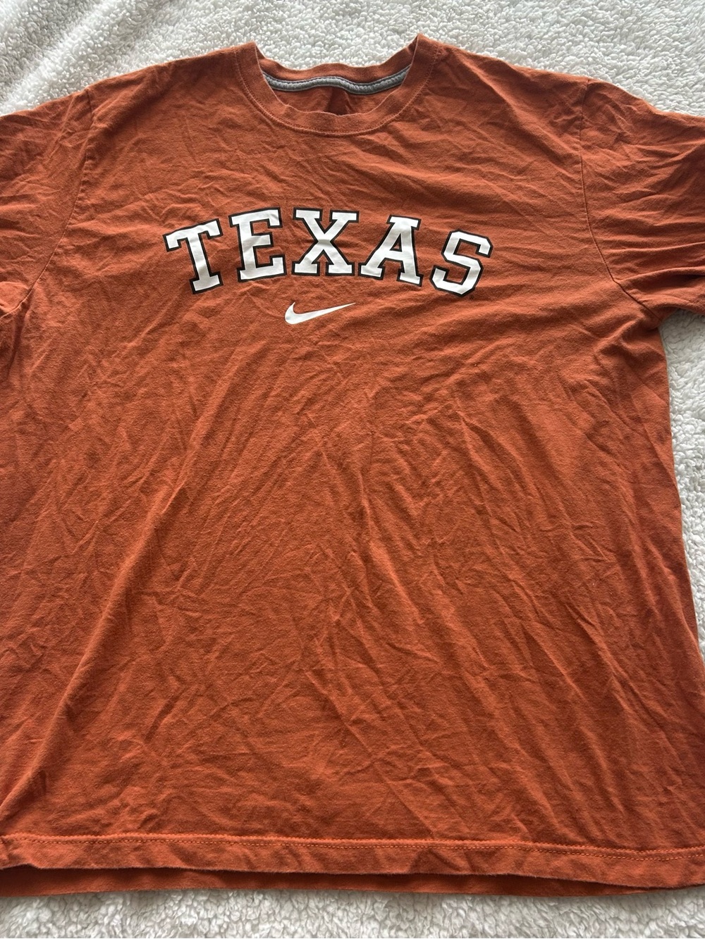 Nike Orange Printed Crewneck Tee with White Swoosh